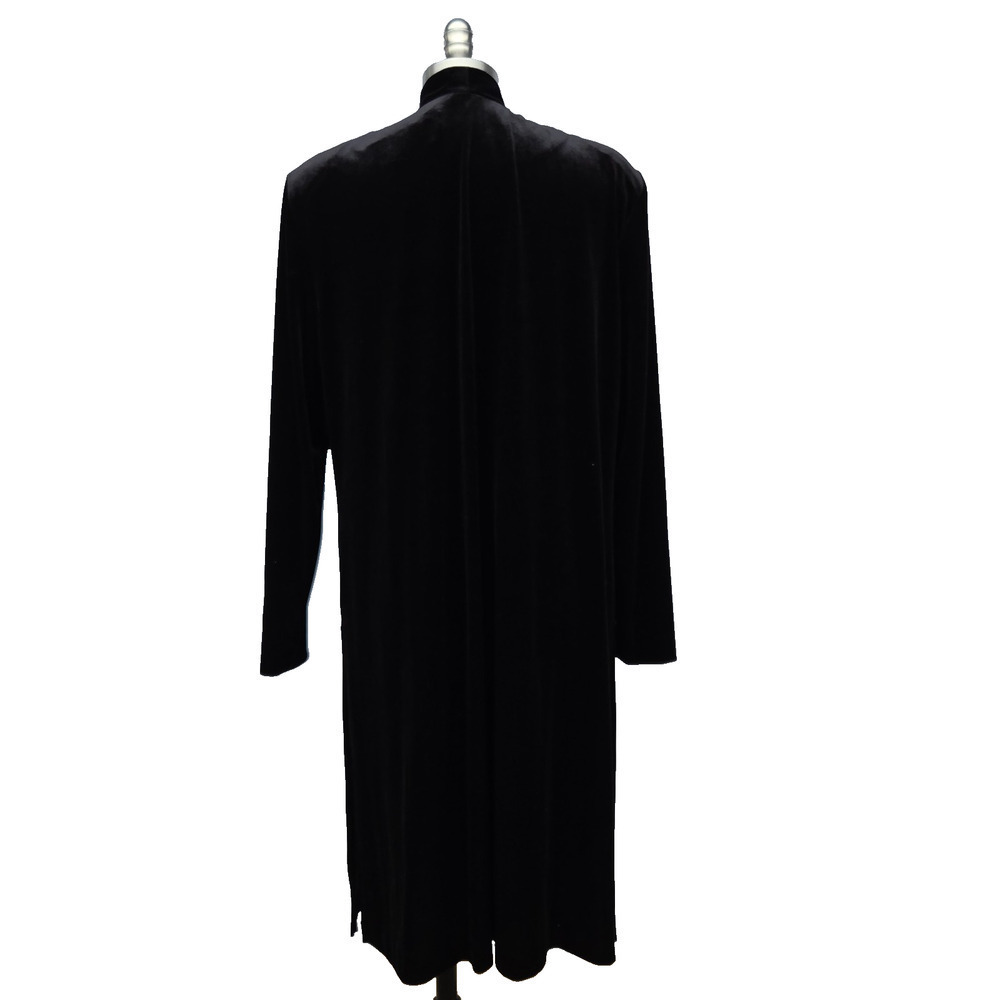Vintage 90s Black Velvet Open Front Duster Cardigan Size M L Gothic Goth JBS - Picture 7 of 9